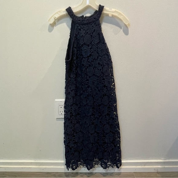 Lulus Love Poem Navy Blue Lace Halter Mini Dress Size Small - Picture 2 of 5